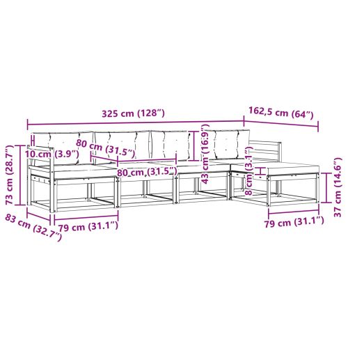 Комплект дивани за открито 5 pcs Натурален и Бежов