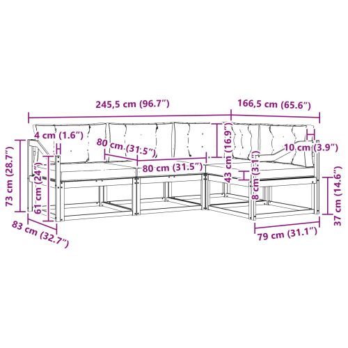 Комплект дивани за открито 4 pcs Натурален и Бежов