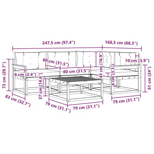 Комплект дивани за открито 5 pcs Натурален и Антрацит