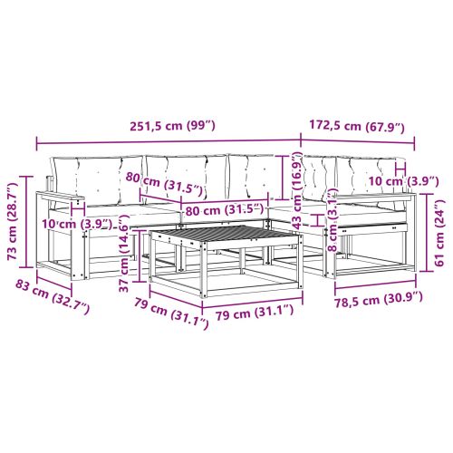 Комплект дивани за открито 5 pcs Естествено и светло сиво