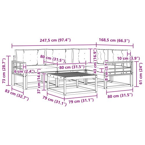Комплект дивани за открито 5 pcs Натурален и Бежов