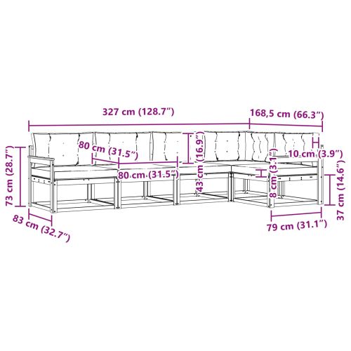 Комплект дивани за открито 5 pcs Натурално и светлосиво