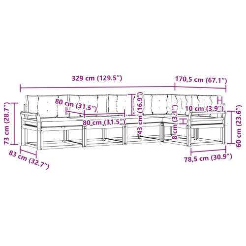 Комплект дивани за открито 5 pcs Натурален и Бежов
