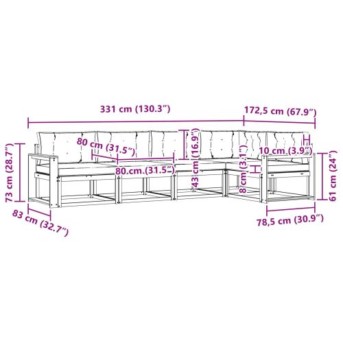 Комплект дивани за открито 5 pcs Натурално и светлосиво