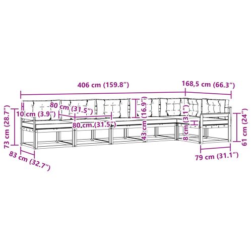 Комплект дивани за открито 6 pcs Натурален и Бежов
