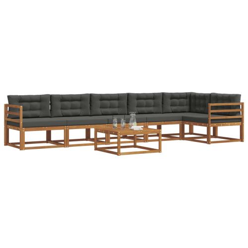 Комплект дивани за открито 7 pcs Натурален и Антрацит