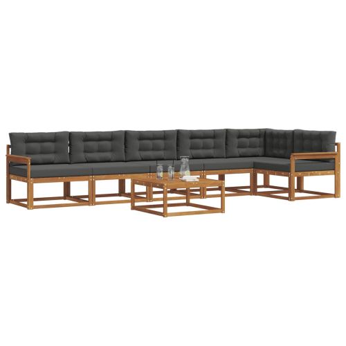 Комплект дивани за открито 7 pcs Натурален и Антрацит