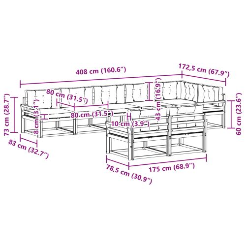 Комплект дивани за открито 8 pcs Натурален и Бежов
