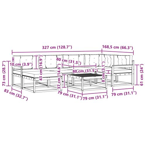 Комплект дивани за открито 7 pcs Естествено и светло сиво