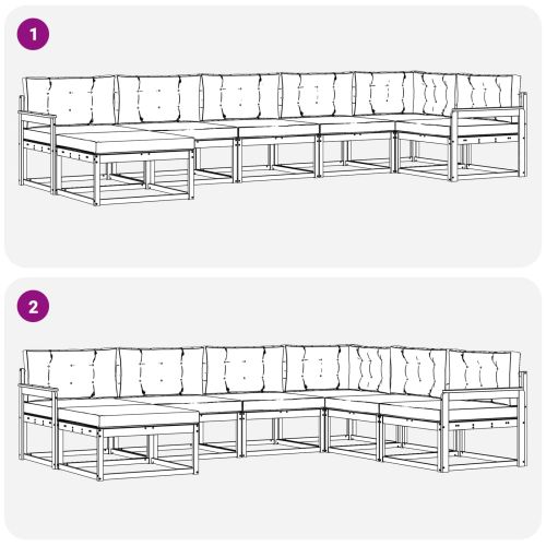 Комплект дивани за открито 7 pcs Натурален и Бежов