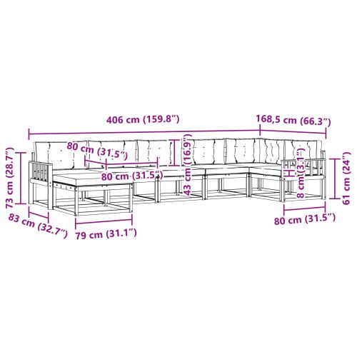 Комплект дивани за открито 7 pcs Натурален и Антрацит
