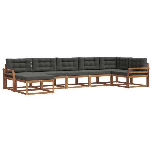 Комплект дивани за открито 7 pcs Натурален и Антрацит