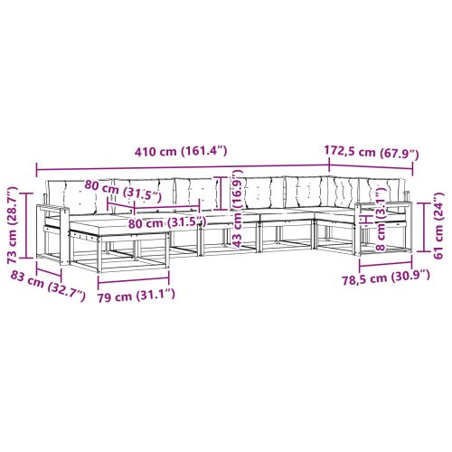 Комплект дивани за открито 7 pcs Натурален и Антрацит