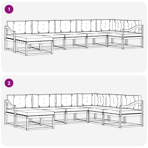 Комплект дивани за открито 7 pcs Естествено и светло сиво