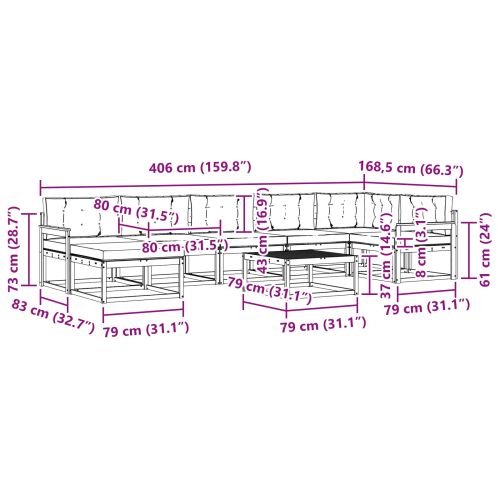 Комплект дивани за открито 8 pcs Естествено и светло сиво