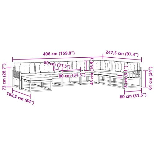 Комплект дивани за открито 8 pcs Естествено и светло сиво