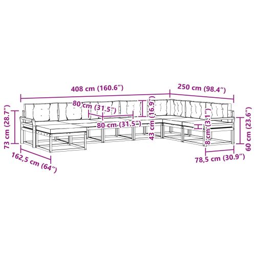 Комплект дивани за открито 8 pcs Натурален и Бежов