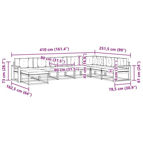 Комплект дивани за открито 8 pcs Естествено и светло сиво