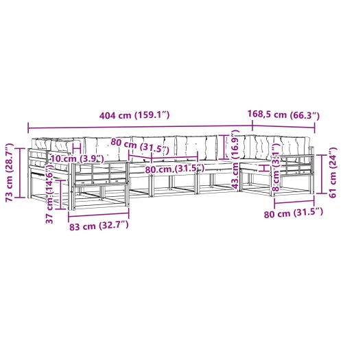Комплект дивани за открито 7 pcs Натурален и Антрацит