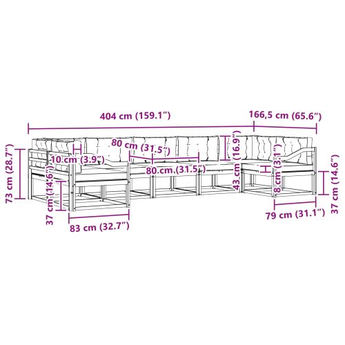 Комплект дивани за открито 7 pcs Натурален и Антрацит