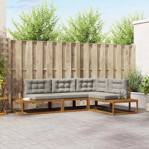 Комплект дивани за открито Естествено и светло сиво