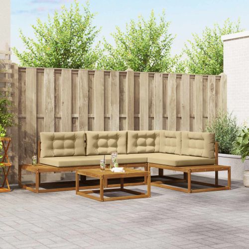 Комплект дивани за открито Натурален и Бежов