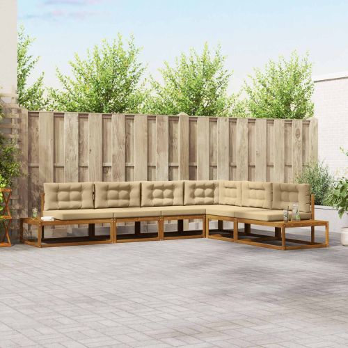 Комплект дивани за открито Натурален и Бежов