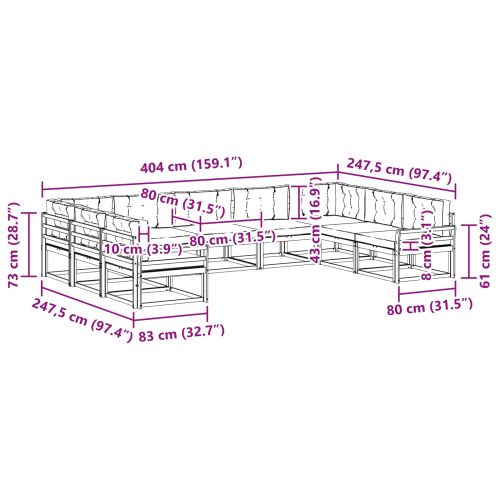Комплект дивани за открито 9 pcs Натурален и Бежов