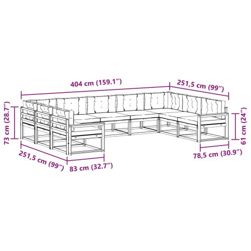 Комплект дивани за открито 9 pcs Натурален и Бежов