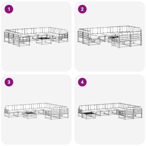 Комплект дивани за открито 10 pcs Натурален и Бежов