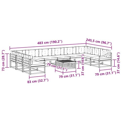 Комплект дивани за открито 11 pcs Естествено и светло сиво