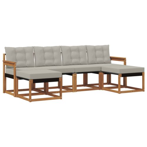 Комплект дивани за открито 6 pcs Естествено и светло сиво