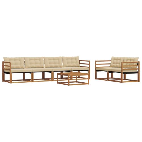 Комплект дивани за открито 7 pcs Натурален и Бежов