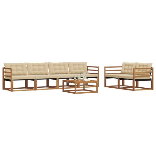 Комплект дивани за открито 7 pcs Натурален и Бежов