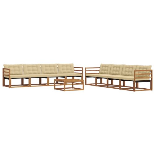Комплект дивани за открито 9 pcs Натурален и Бежов