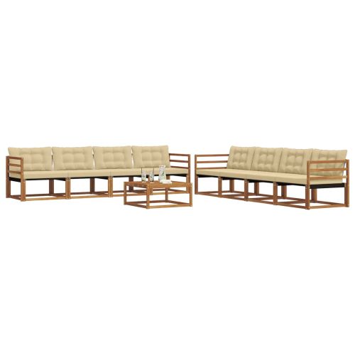 Комплект дивани за открито 9 pcs Натурален и Бежов
