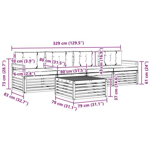 Комплект дивани за открито 5 pcs Натурален и Антрацит