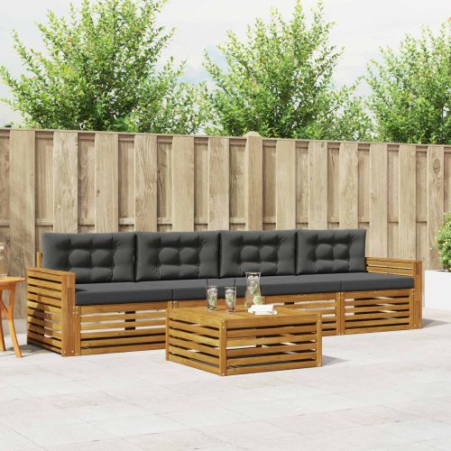 Комплект дивани за открито 5 pcs Натурален и Антрацит