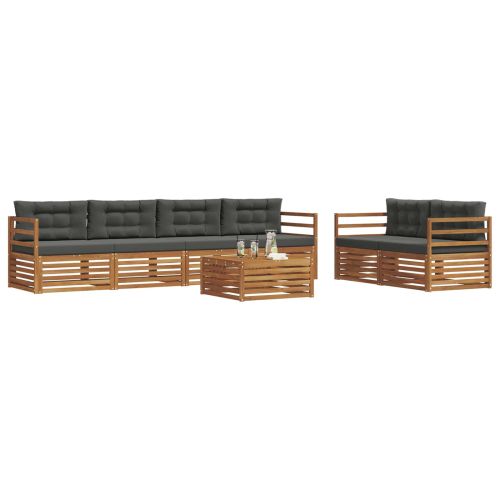 Комплект дивани за открито 7 pcs Натурален и Антрацит