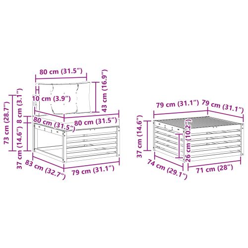 Комплект дивани за открито 7 pcs Натурален и Антрацит