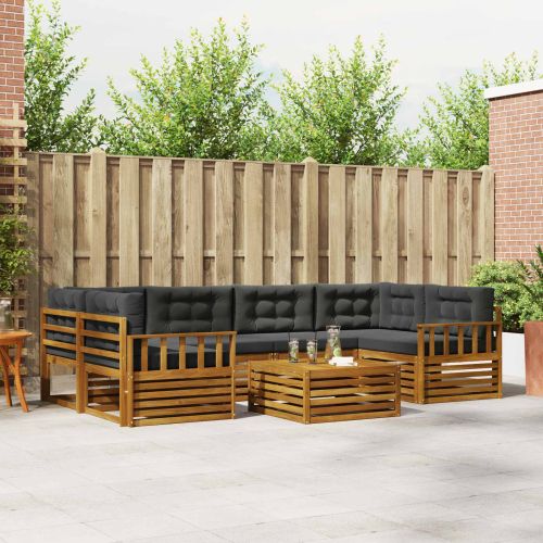 Комплект дивани за открито 7 pcs Натурален и Антрацит