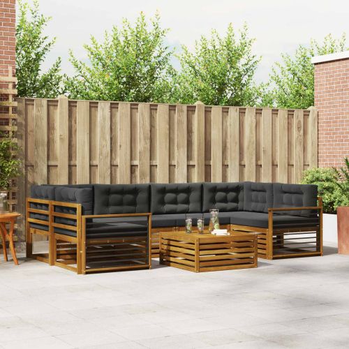 Комплект дивани за открито 7 pcs Натурален и Антрацит