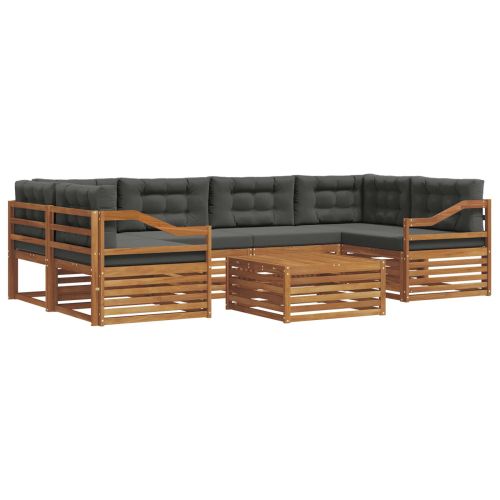Комплект дивани за открито 7 pcs Натурален и Антрацит