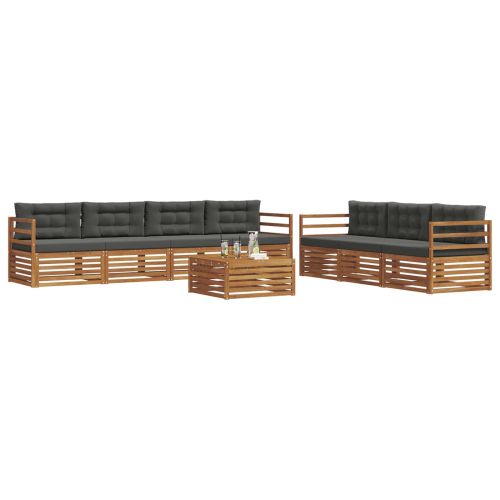 Комплект дивани за открито 8 pcs Натурален и Антрацит