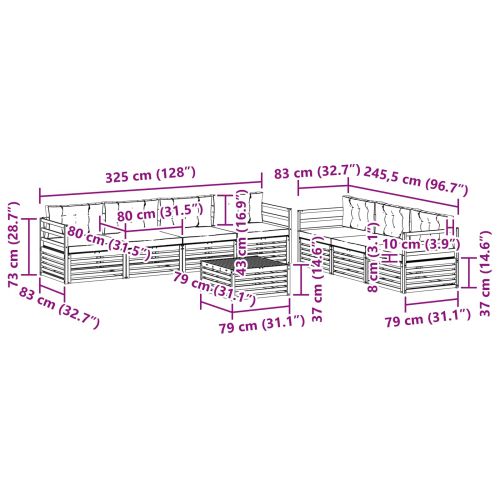 Комплект дивани за открито 8 pcs Натурален и Антрацит