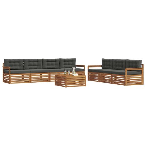 Комплект дивани за открито 8 pcs Натурален и Антрацит