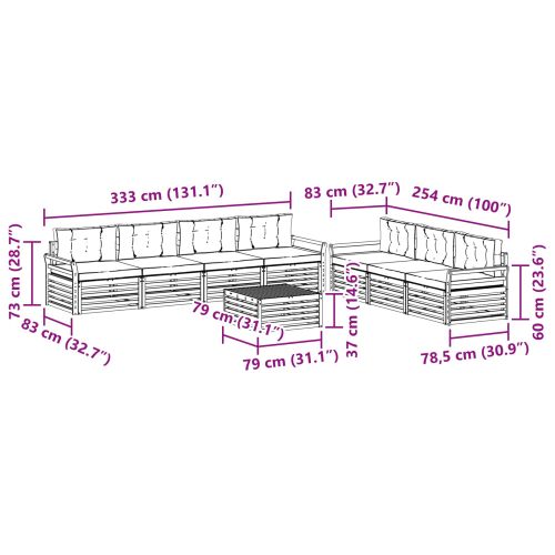 Комплект дивани за открито 8 pcs Натурален и Антрацит