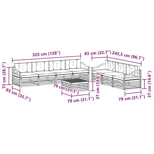 Комплект дивани за открито 8 pcs Натурален и Антрацит