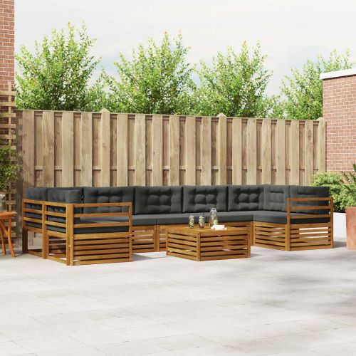 Комплект дивани за открито 8 pcs Натурален и Антрацит