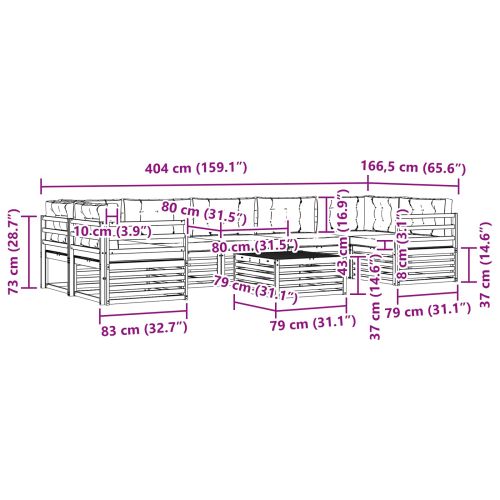 Комплект дивани за открито 8 pcs Натурален и Антрацит